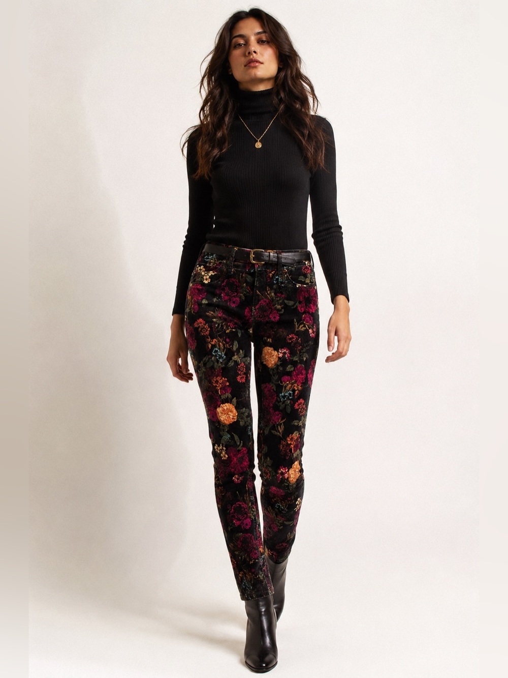 Pilcro Velvet Floral Skinny Jeans 27 Dark Academia Romantic Goth Boho